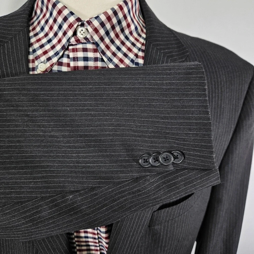 Tommy Hilfiger Men's Sport Coat Blazer Two Button Gray Pin Stripe Wool 46L